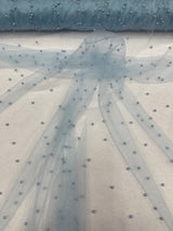 Pearl Glitter Studded Mesh Polyester Fabric - Pearl Studded Mesh, 58" Wide (1 Yard)