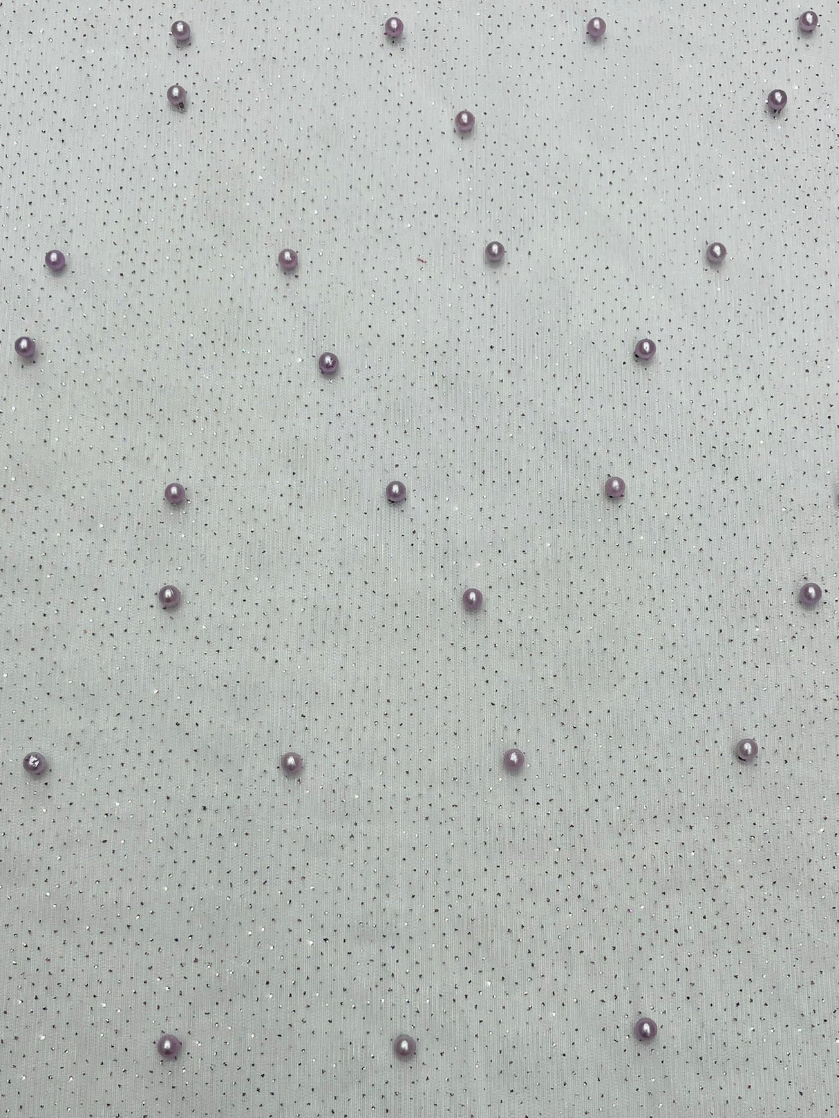 Pearl Glitter Studded Mesh Polyester Fabric - Pearl Studded Mesh, 58" Wide (1 Yard)