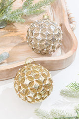 5” Mercury & Pearl Beaded Glass Ornament