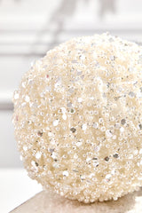 6" Glitter & Pearl Patterned Ball Ornament