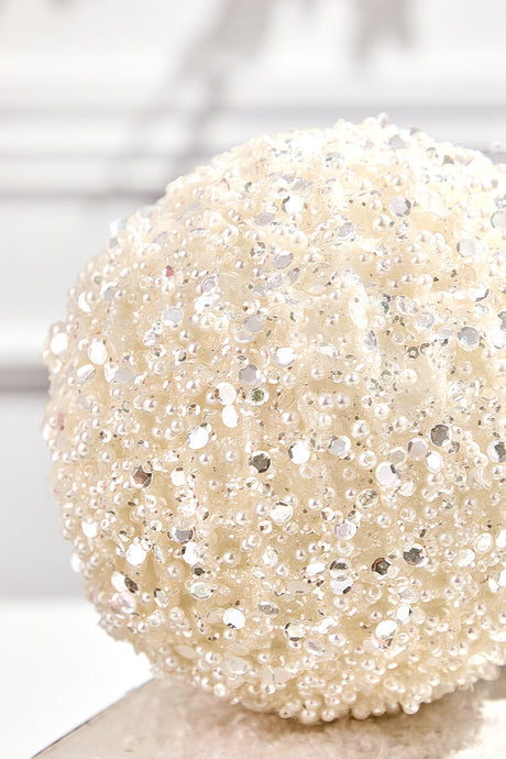 6" Glitter & Pearl Patterned Ball Ornament