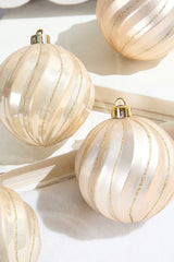 Pearl Shatterproof Ornament Set of 6 3 Inch Christmas Decor