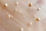 Very Soft Tulle With Pearls Polyester Fabric - Sheer Beaded Tulle, 52" Width (1 Yard)
