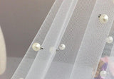 Very Soft Tulle With Pearls Polyester Fabric - Sheer Beaded Tulle, 52" Width (1 Yard)