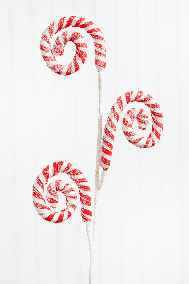 29” Striped Spiral Peppermint Spray