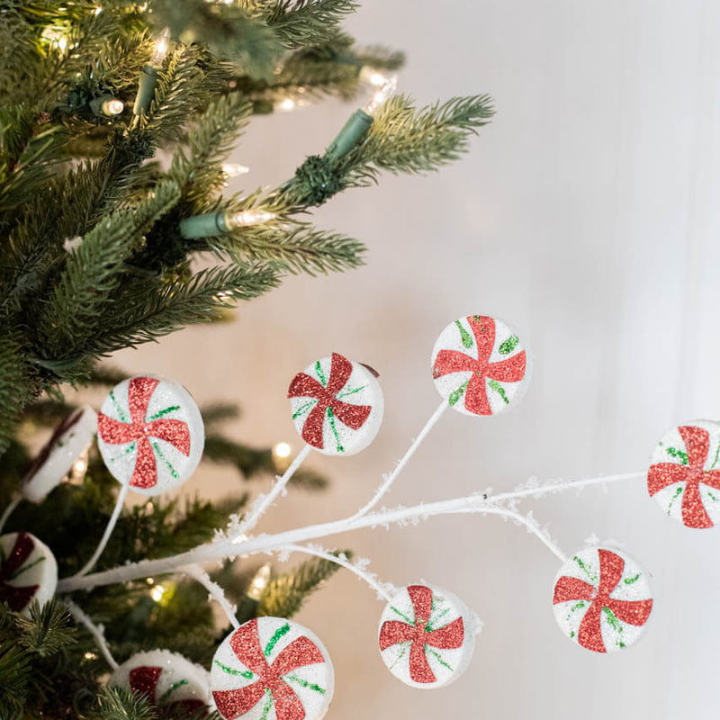 Frosted Peppermint Candy Spray 26 Inch Christmas Tree Decor