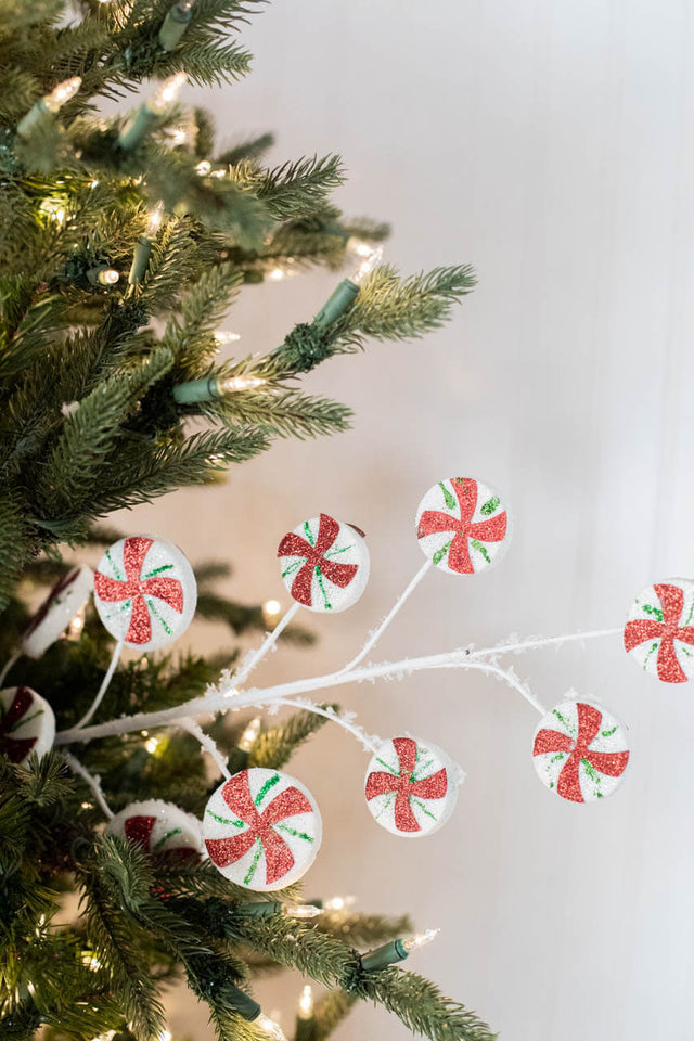 26” Frosted Peppermint Candy Spray