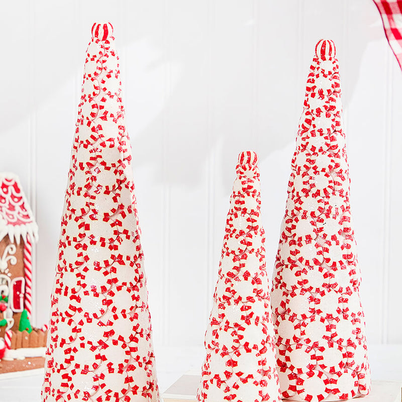 10.5" - 16.5" Clay Dough Peppermint Candy Trees - Set Of 3
