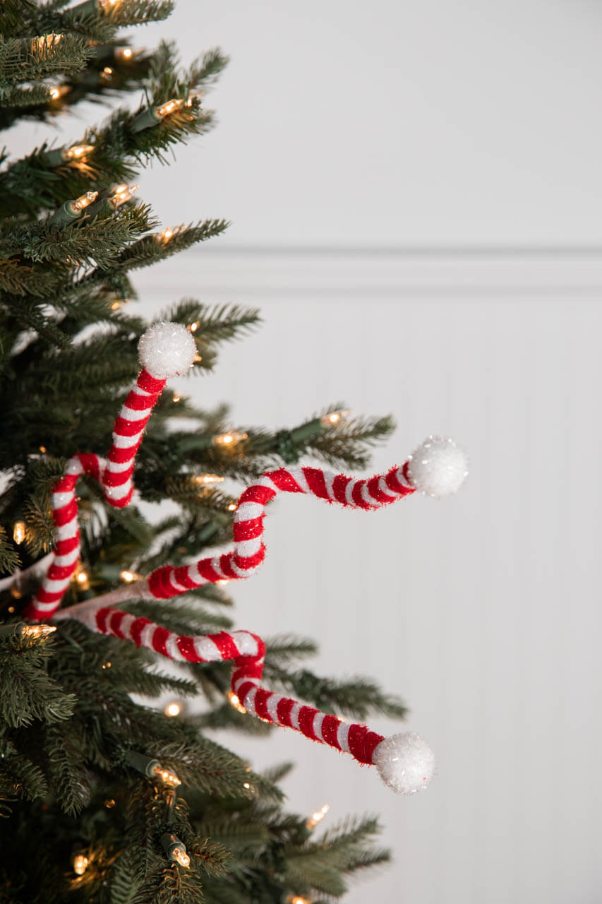 24” Red & White Curly Stem with Ball