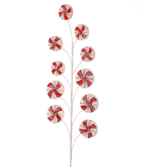 Frosted Peppermint Candy Spray 26 Inch Christmas Tree Decor
