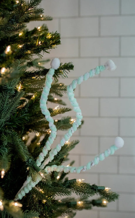 25” Mini Cottonball Peppermint Christmas Spray - Green/White