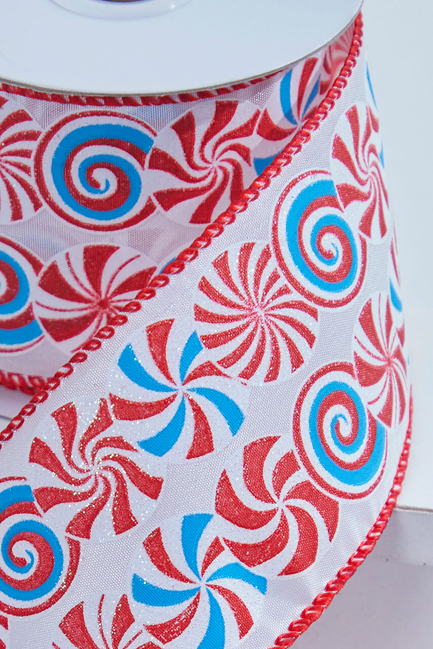 2.5" x 10 Yard Candy Swirl Wired Ribbon