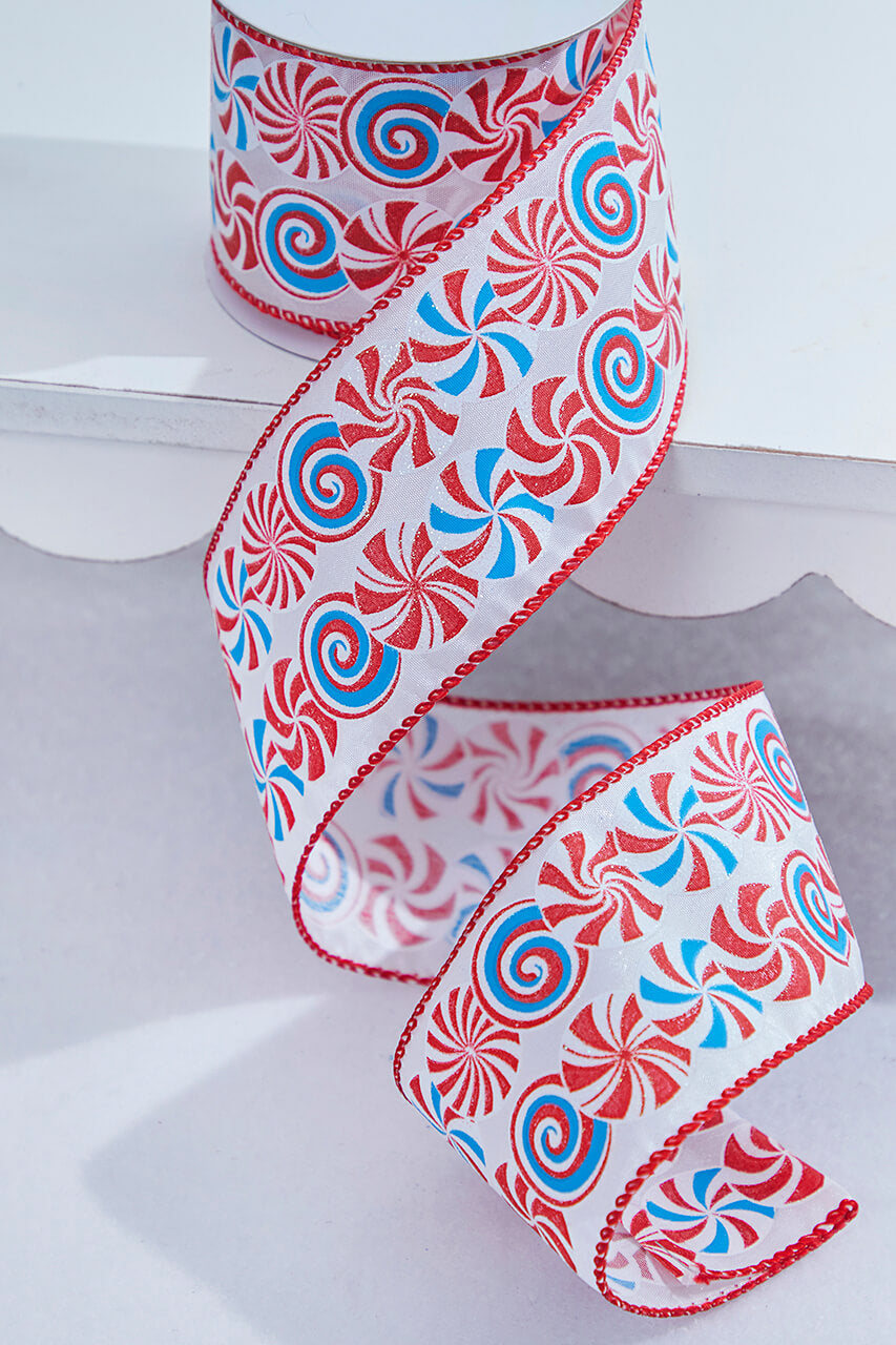 2.5" x 10 Yard Candy Swirl Wired Ribbon