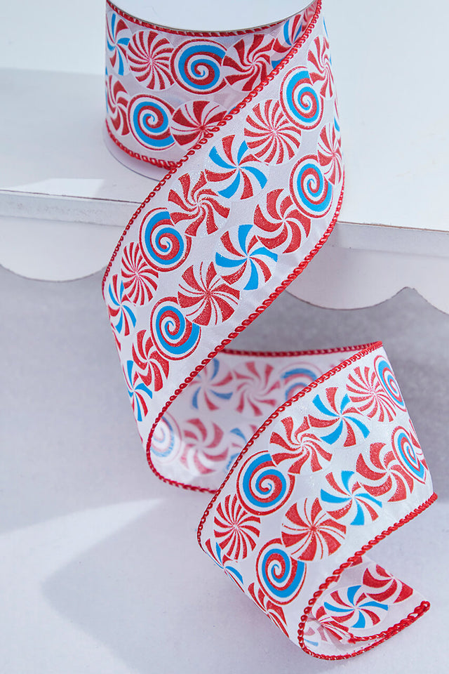 2.5" x 10 Yard Candy Swirl Wired Ribbon