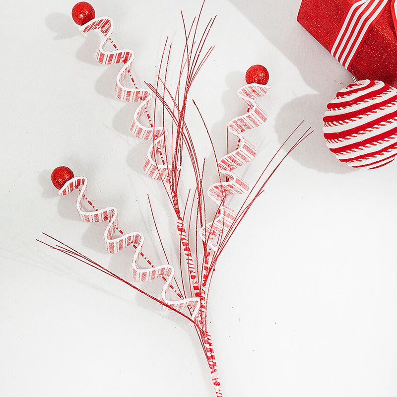 31" Red and White Peppermint Spray