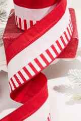 4 Inch x 10 Yard Peppermint Striped Wired Christmas Ribbon Classic Candy Cane Holiday Decor