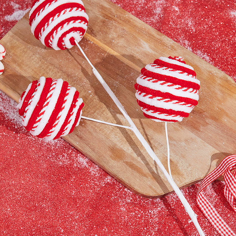 24” Red/White Peppermint Ball Spray