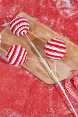 24” Red/White Peppermint Ball Spray