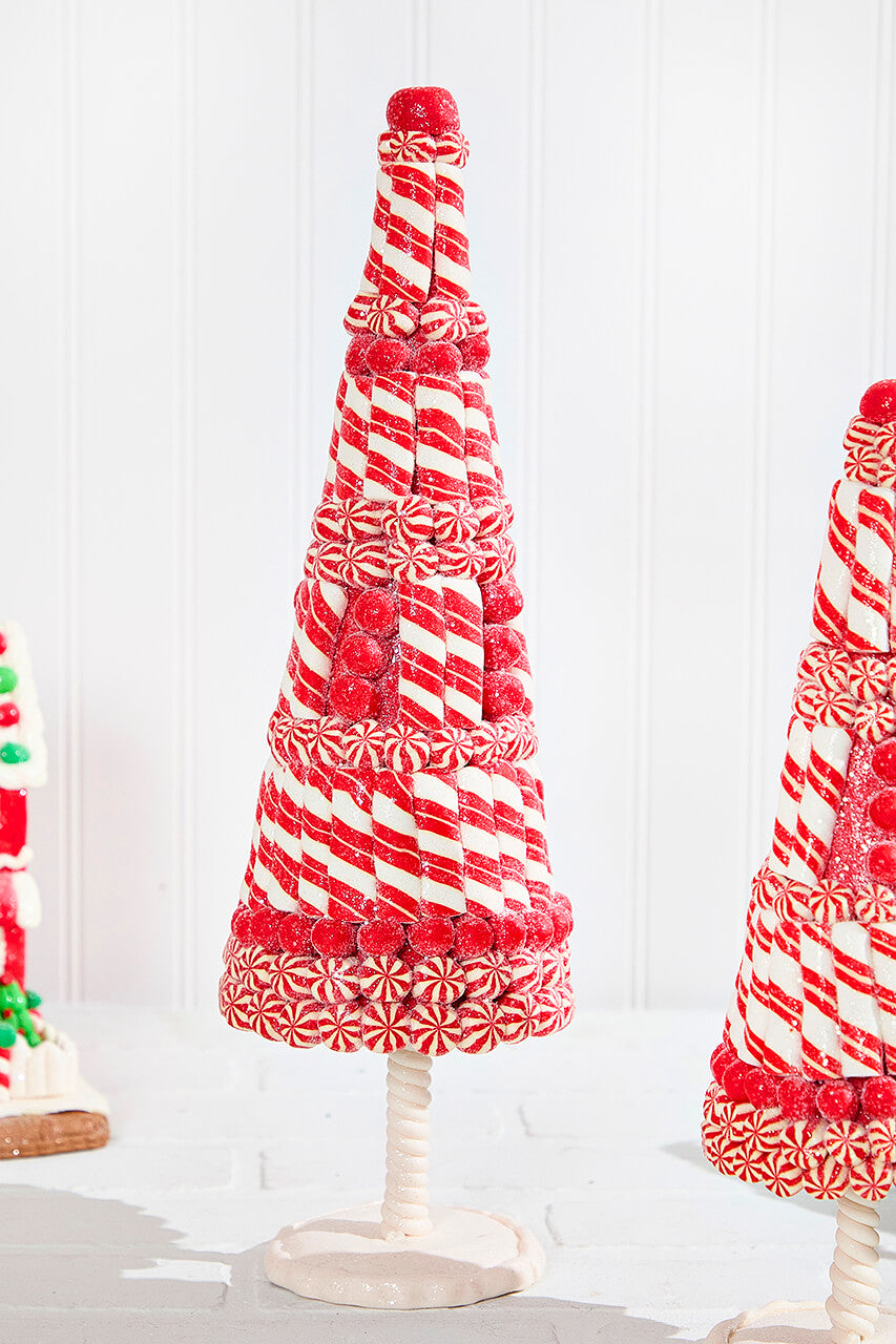 Red & White Clay Dough Candy Tree - Set Of 2