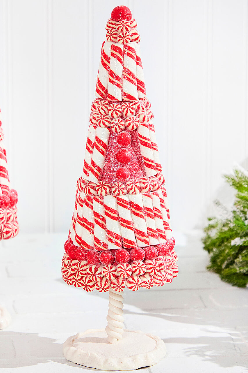 Red & White Clay Dough Candy Tree - Set Of 2
