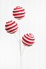 24” Red/White Peppermint Ball Spray