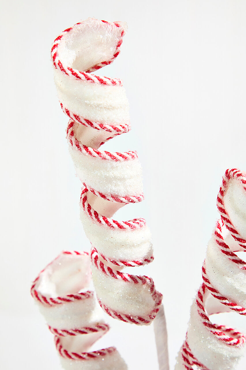 26 Inch Peppermint Edge Curly Spray Christmas Candy Cane Decor