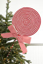 33.5" Red and White Peppermint with Bow Spray