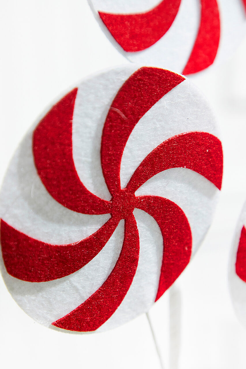20” Red and White Peppermint Swirl Stem