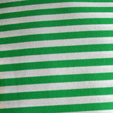 Cotton Lycra Knit Fabric Peppermint Green and White Stripe 24 Remnant