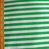 Cotton Lycra Knit Fabric Peppermint Green and White Stripe 24 Remnant