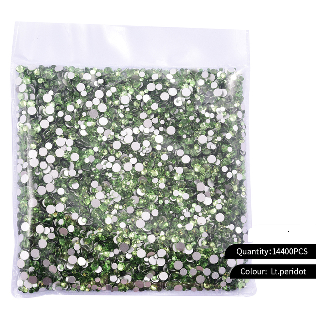 Big Bag Hot Fix Rhinestones - Peridot Hot Fix Rhinestones Fabric - Peridot, Loose Rhinestones (1 Bag)
