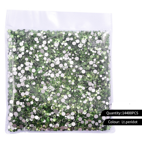 Big Bag Hot Fix Rhinestones - Peridot Hot Fix Rhinestones Fabric - Peridot, Loose Rhinestones (1 Bag)