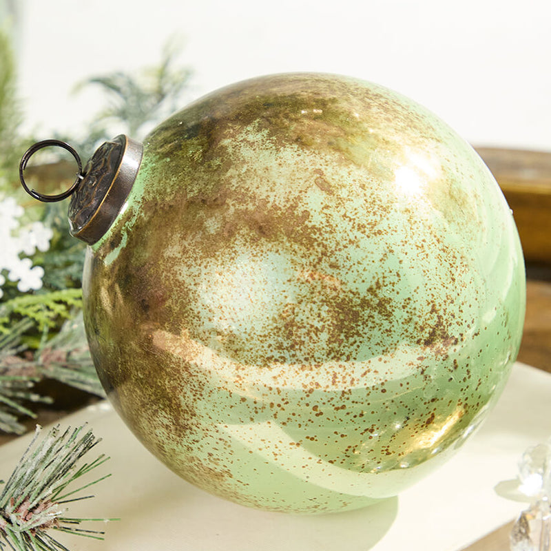 5" Spruce Antique Finished Glass Ball Ornament