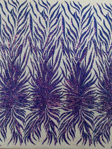 Phoenix Sequin Feather Polyester Fabric - Iridescent Flame Design, 54" Width (1 Yard)