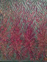 Phoenix Sequin Feather Polyester Fabric - Iridescent Flame Design, 54" Width (1 Yard)