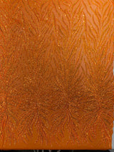 Phoenix Sequin Feather Polyester Fabric - Iridescent Flame Design, 54" Width (1 Yard)