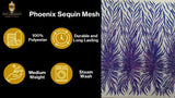 Phoenix Sequin Feather Polyester Fabric - Iridescent Flame Design, 54" Width (1 Yard)