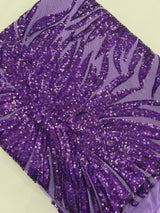 Phoenix Sequin Feather Polyester Fabric - Iridescent Flame Design, 54" Width (1 Yard)