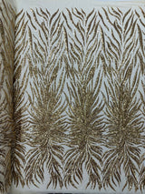 Phoenix Sequin Feather Polyester Fabric - Iridescent Flame Design, 54" Width (1 Yard)