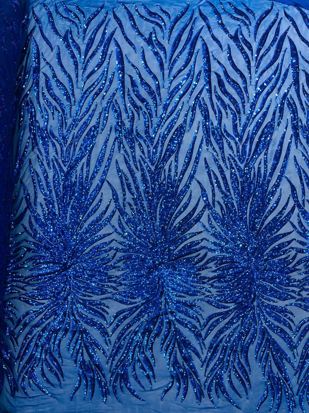 Phoenix Sequin Feather Polyester Fabric - Iridescent Flame Design, 54" Width (1 Yard)