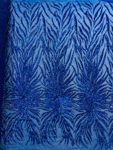 Phoenix Sequin Feather Polyester Fabric - Iridescent Flame Design, 54" Width (1 Yard)