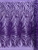 Phoenix Sequin Feather Polyester Fabric - Iridescent Flame Design, 54" Width (1 Yard)