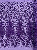 Phoenix Sequin Feather Polyester Fabric - Iridescent Flame Design, 54" Width (1 Yard)