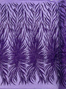 Phoenix Sequin Feather Polyester Fabric - Iridescent Flame Design, 54" Width (1 Yard)