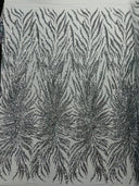 Phoenix Sequin Feather Polyester Fabric - Iridescent Flame Design, 54" Width (1 Yard)