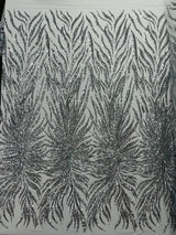 Phoenix Sequin Feather Polyester Fabric - Iridescent Flame Design, 54" Width (1 Yard)