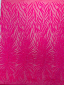 Phoenix Sequin Feather Polyester Fabric - Iridescent Flame Design, 54" Width (1 Yard)