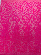 Phoenix Sequin Feather Polyester Fabric - Iridescent Flame Design, 54" Width (1 Yard)