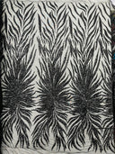 Phoenix Sequin Feather Polyester Fabric - Iridescent Flame Design, 54" Width (1 Yard)