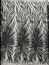 Phoenix Sequin Feather Polyester Fabric - Iridescent Flame Design, 54" Width (1 Yard)